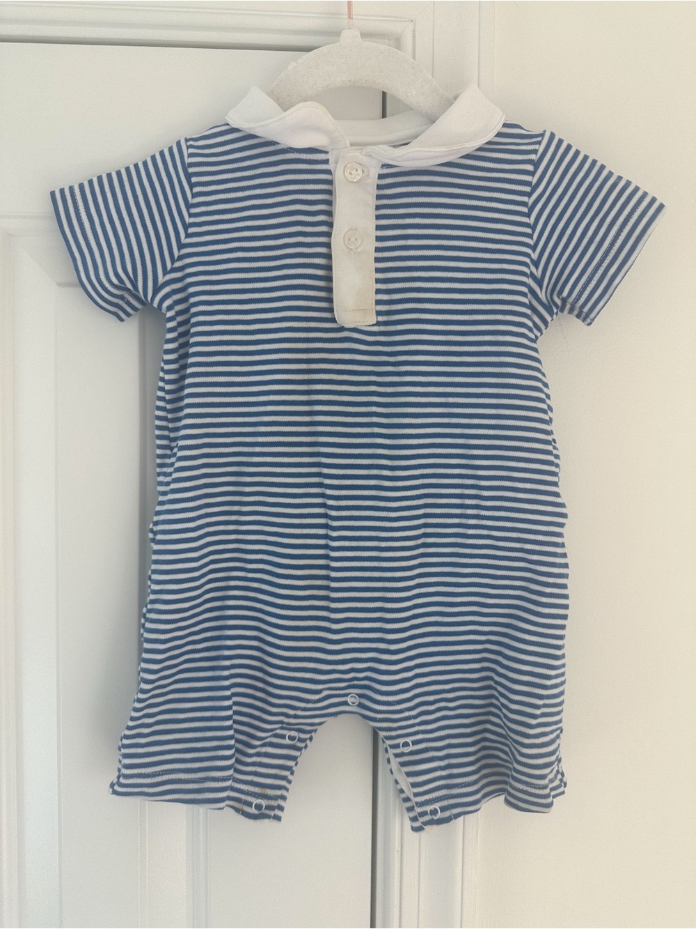 Little English blue stripe bubble 12m play condition